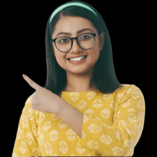 Person pointing and smiling